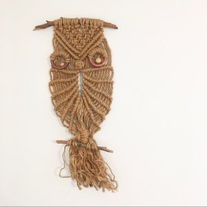 Vintage Macrame Owl Wall Hanging